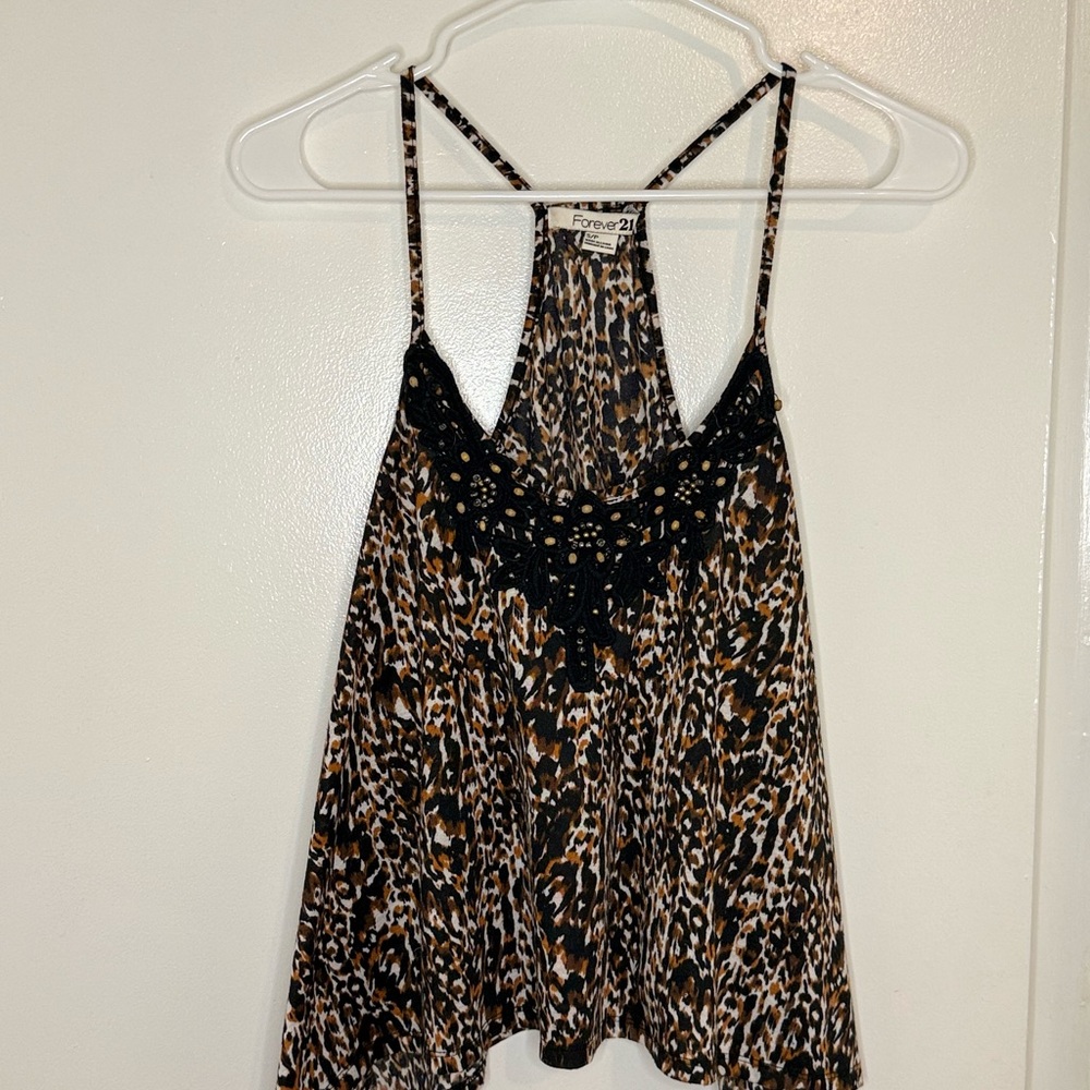 Forever 21 Black and Brown Leopard Print Camisole